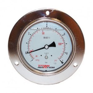 Ø100 pressure gauge with glycerin -1/9 bar back connection 1/2'' BSPP