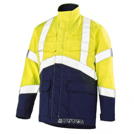 Navy blue/Fluo yellow reflective ATEX fuel handler jacket - Large size - Image 2